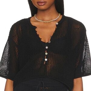 L Space Coast Is Clear Top Black Open Knit Size Small Beach Cover Up Top